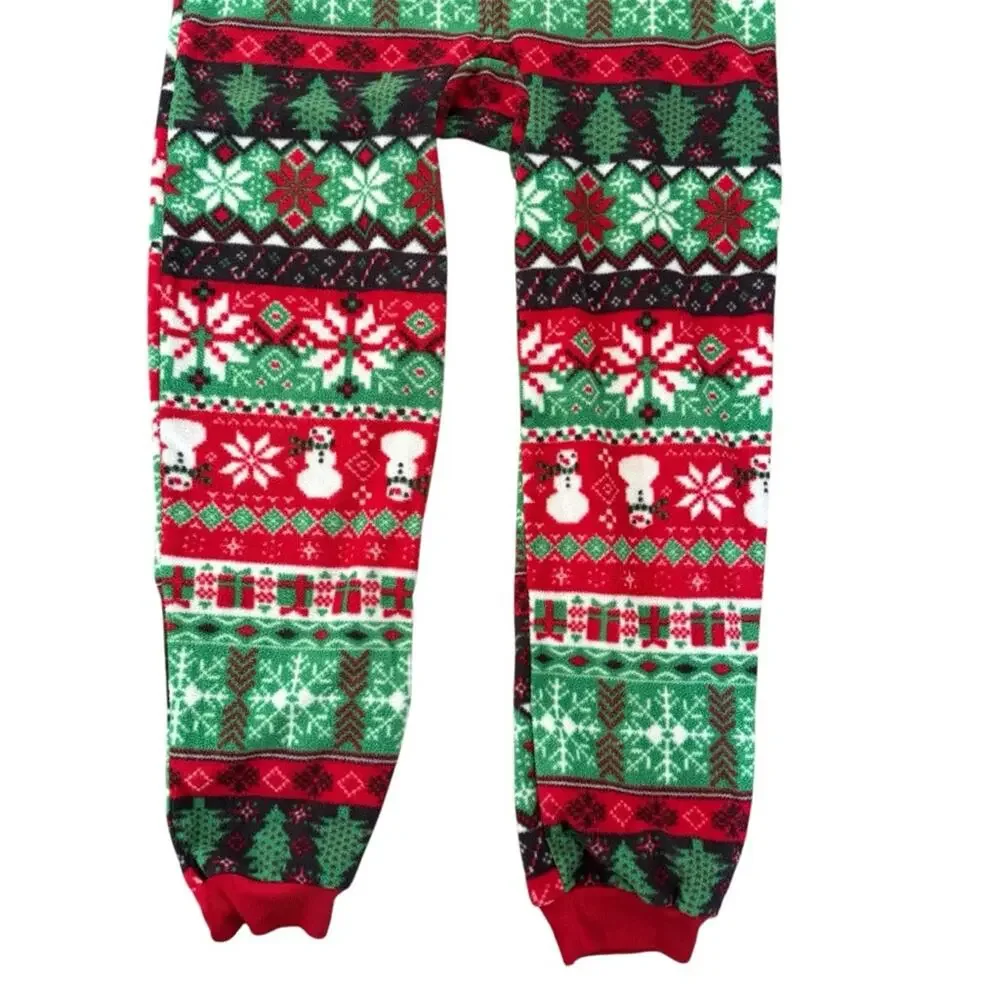 The Children's Place Christmas 1 Piece Hooded Pajamas Red Green Size 16